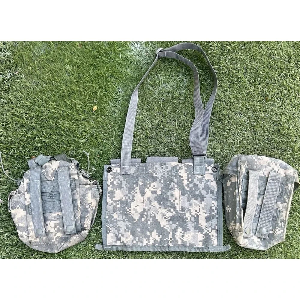 3 Military Pouches: 2 QT Canteen Pouch, 6 Mag Bandoleer Ammo, Improved First Aid